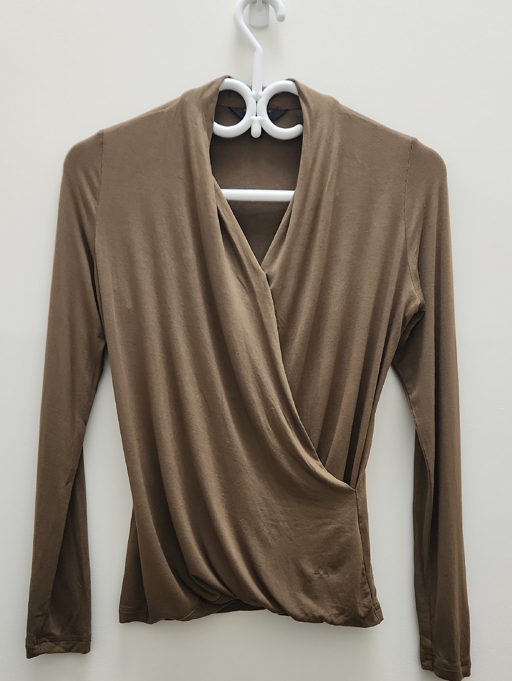 Banana Republic Faux-Wrap Long Sleeve Top